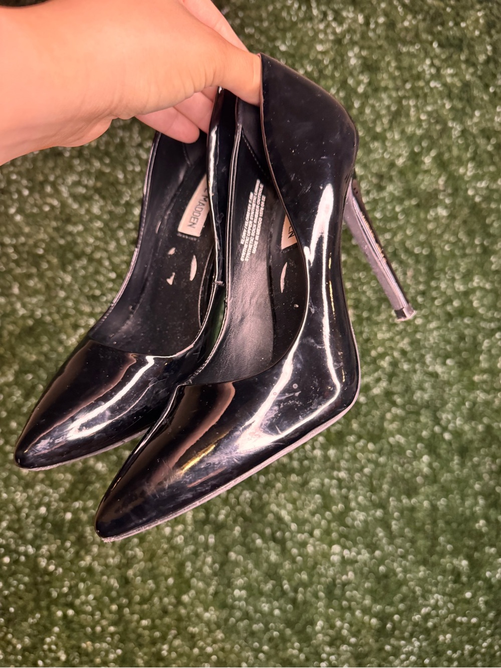Steve Madden Black Patent Pointed Toe Stilettos - Picture 2 of 6